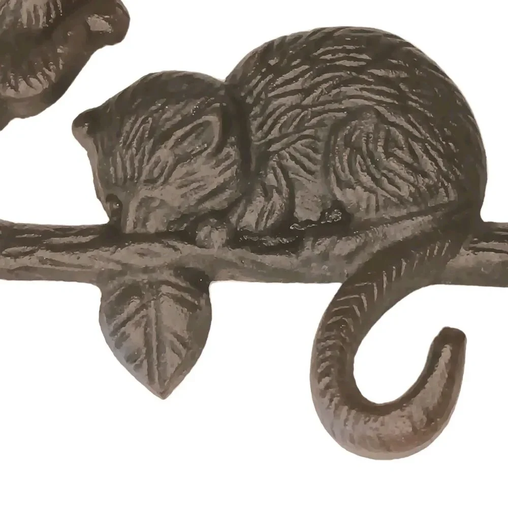 Cat Wall Hook Cast Iron Heavy Duty Key Towel Coat Hanger Dark Brown 4 Hooks 13